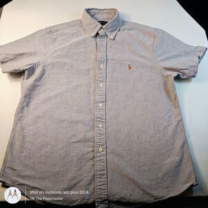 Vintage Ralph Lauren Classic Fit Denim Button Down Colored Logo Mens Size M